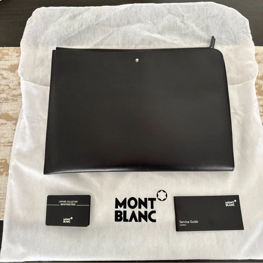 Montblanc Meisterstuck Black Leather Portfolio/Document Case, Zipper, MB114519